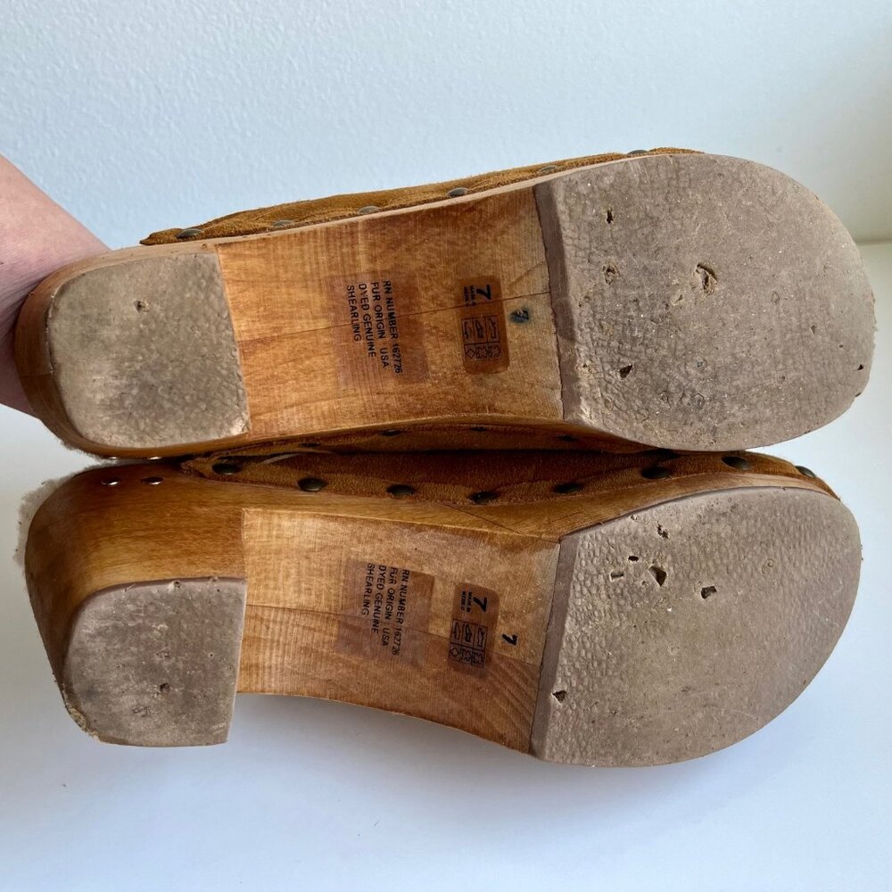 Beek Woodpecker Genuine Sherling Brown Suede Clogs | Size 7 - Picture 9 of 9